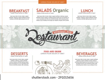 vector vintage food design template. menu restaurant brochure.