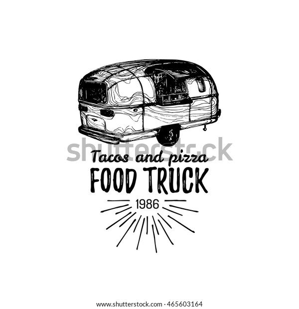 Vector Vintage Food Truck Logo Lettering Stock Vector (Royalty Free