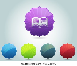 Vector Vintage Frame Book Icon and Multicolored