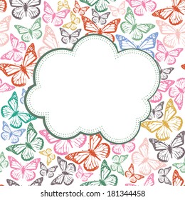 Vector vintage frame with butterflies and text place