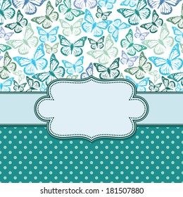 Vector vintage frame with butterflies and text place