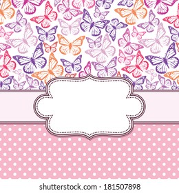 Vector vintage frame with butterflies and text place
