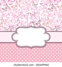 Vector vintage frame with butterflies and text place