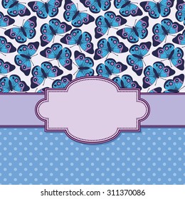 Vector vintage frame with butterflies and text place