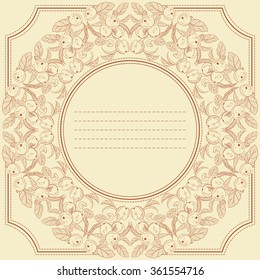 Vector vintage frame card with apples. Design for notebook, sticker, cookbook