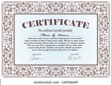 Vector vintage frame, certificate or diploma template.