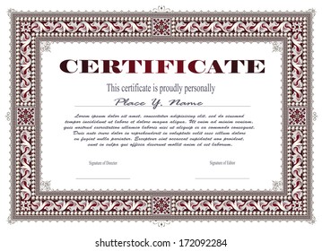 Vector vintage frame, certificate or diploma template