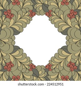 vector vintage frame decorated with hand drawn flowers