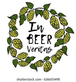 Vector Vintage frame design for labels, banner, sticker and other design. Hand drawn set of hop, beer labels in color. Vector illustration