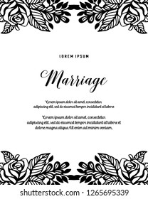 Vector vintage frame with floral for marriage card
