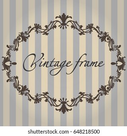 Vector vintage frame. Flower ornament color.