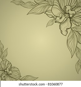 Vector vintage frame with flowers - orchid (from my big "Frame collection")