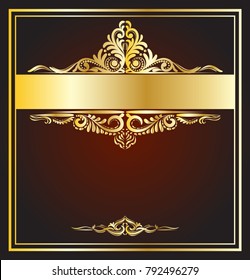 Vector vintage frame with gold ornament