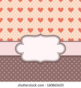 Vector vintage frame with hearts