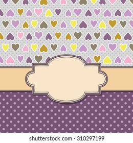 Vector vintage frame with hearts