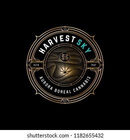 Vektor Vintage Rahmen für Logo, Etikettendesign. Premium goldene Logo-Vorlage für Cannabis, Tequila, Whiskey, Spirituosen-Etiketten.