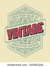 Vector vintage frame for logo, label design. Ornate logo template for tattoo, barber shop, beer, whiskey label.