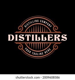 Vector vintage frame for logo, label design. Ornate logo template for tattoo, barber shop, beer, whiskey label.