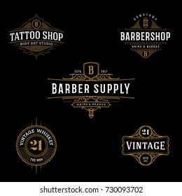 Vector vintage frame for logo, label design. Ornate logo template for tattoo, barber shop, beer, whiskey label.
