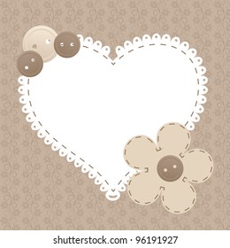Vector vintage frame with love heart beautiful illustration can be used for scrapbooking