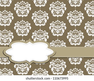vector vintage frame on damask background