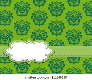 vector vintage frame on damask background
