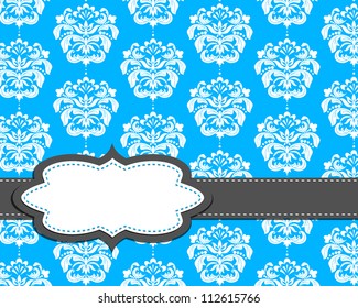 vector vintage frame on damask background