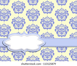 vector vintage frame on damask background