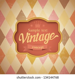 Vector vintage frame on diamond shape background - vintage template.