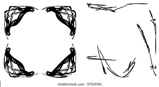 Vector of vintage frame on pattern retro background. Calligraphic design elements. Vector decorative frames. Ornate frames and scroll elements