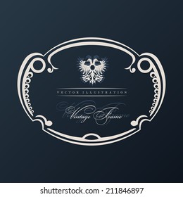 Marco vectorial vintage con ornamento. Águila de armas