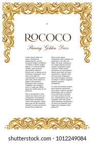 Vector vintage frame; ornate floral vignette for design certificate template. Victorian style gold border. Arabic golden motifs. Ornamental decoration for booklet, card, leaflet, flyer, layout.