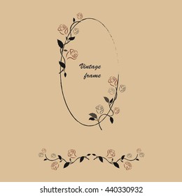 Vector vintage frame with rose