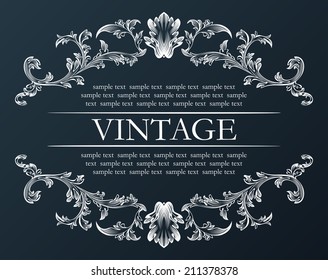 Vector vintage frame. Royal retro ornament decor black illustration