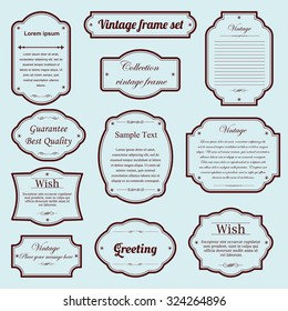 Vector of vintage frame set on retro background. Calligraphic design elements.
