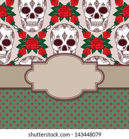 Vector vintage frame with skulls and text place