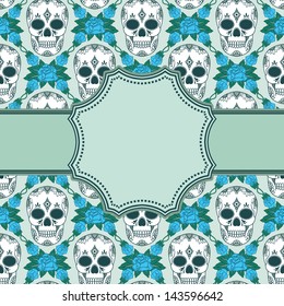 Vector vintage frame with skulls and text place