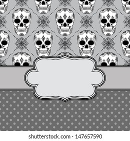 Vector vintage frame with skulls and text place