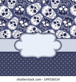 Vector vintage frame with skulls and text place