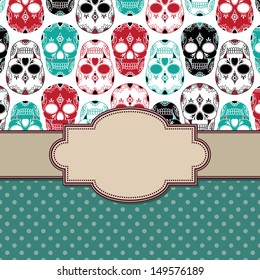 Vector vintage frame with skulls and text place