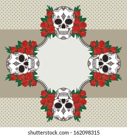 Vector vintage frame with skulls and text place