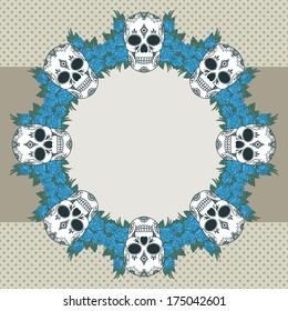 Vector vintage frame with skulls and text place