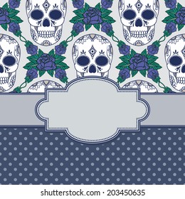 Vector vintage frame with skulls and text place