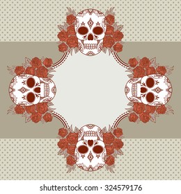 Vector vintage frame with skulls and text place