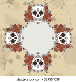 Vector vintage frame with skulls and text place