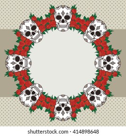 Vector vintage frame with skulls and text place