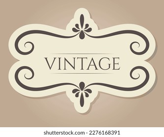 Vector vintage frame with swirls. Isolated old victorian banner or template.