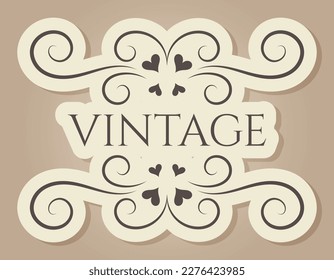 Vector vintage frame with swirls. Isolated old victorian banner or template.