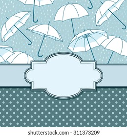 Vector vintage frame with umbrellas and text place