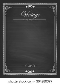 Vector of  vintage frames, blank black chalkboard design. Illustration eps10